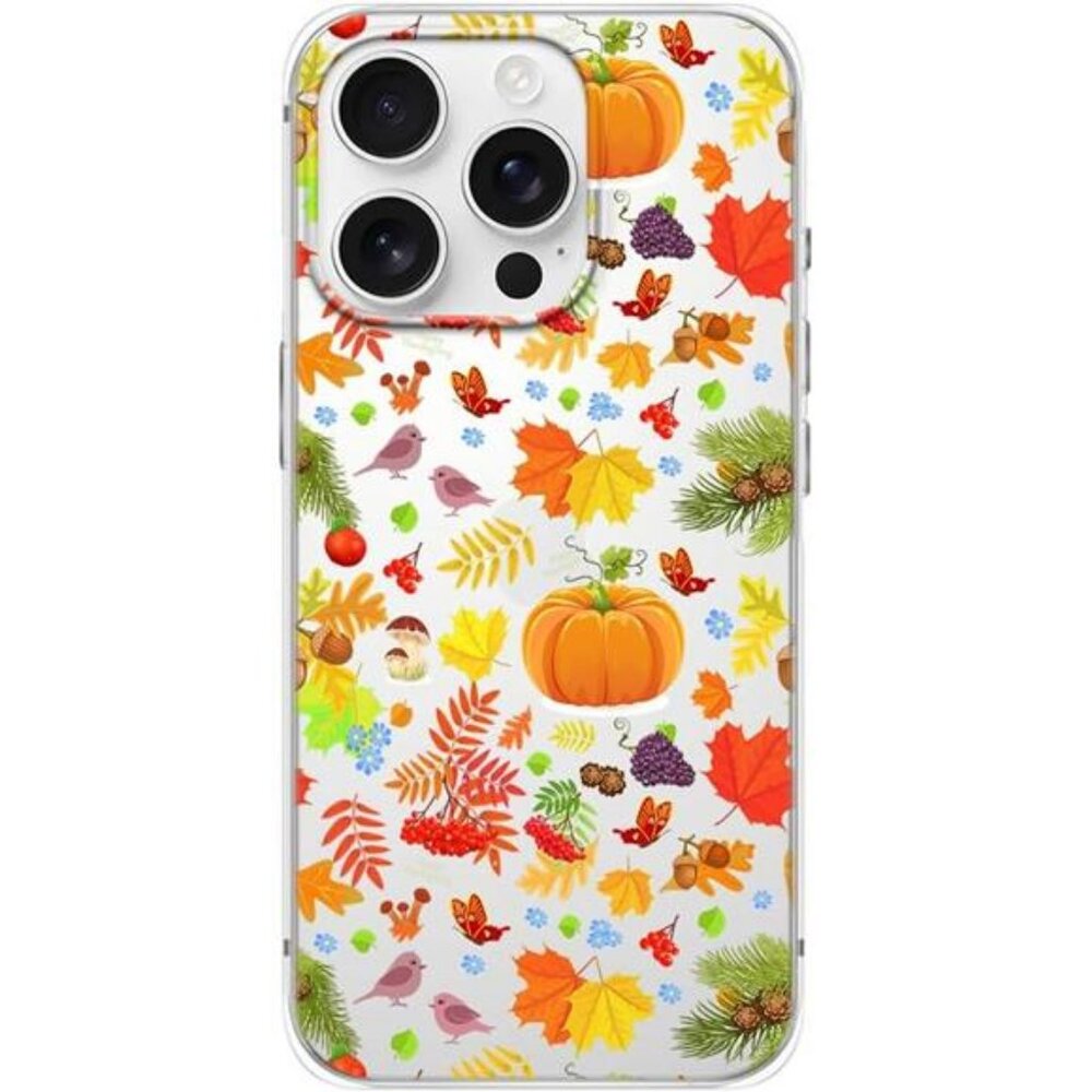 Blingy's for iPhone 16‎ Pro Max Case, Fun Pumpkin Style with Fall Leaves Pattern